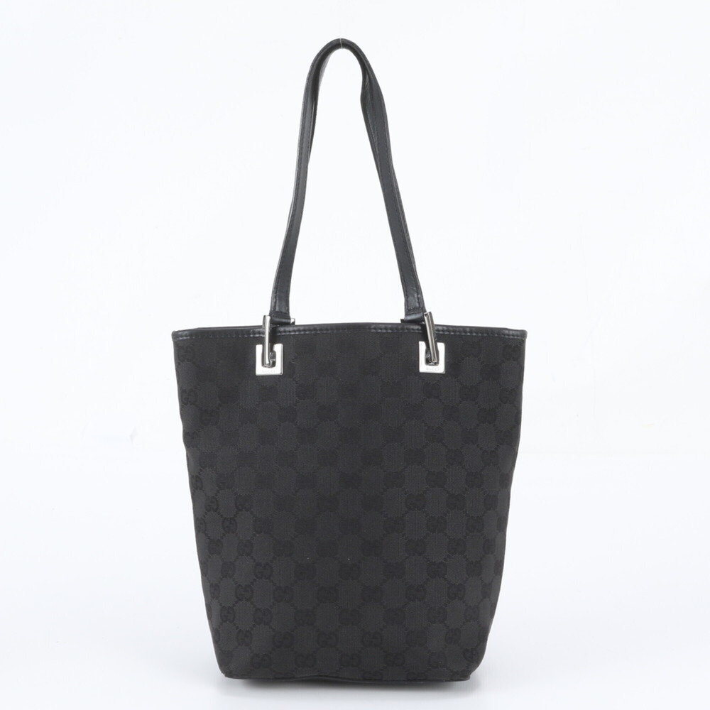 Gucci GG Canvas 31244 Leather Tote Bag Shoulder Handbag Black Women's